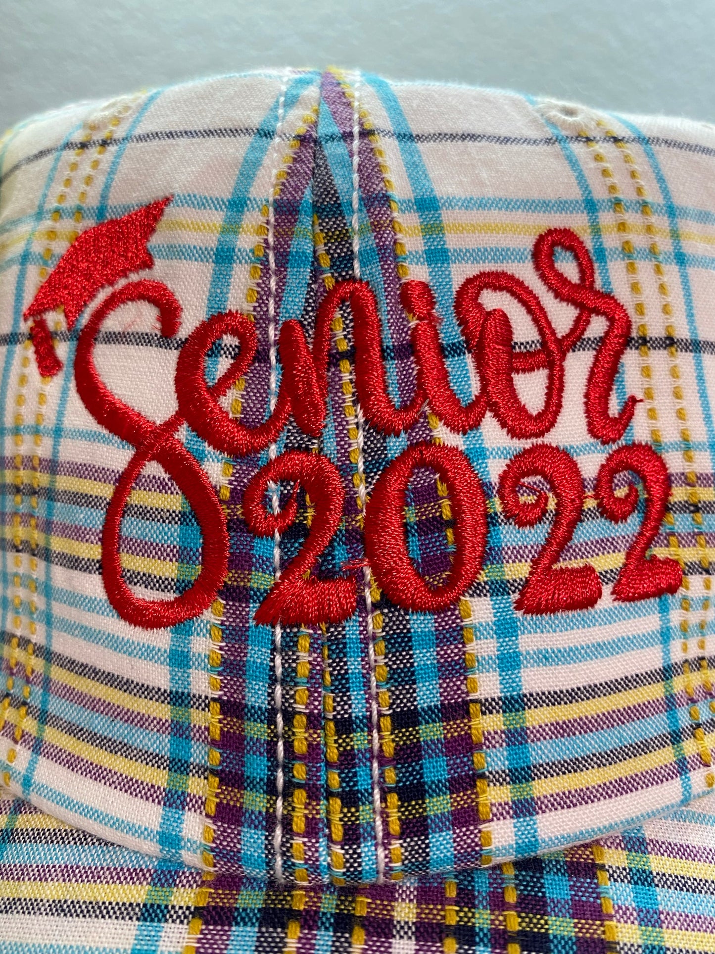 White Plaid Cap